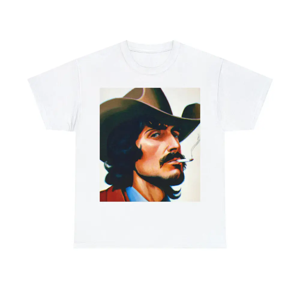 Rugged Cowboy T Shirt Cigarette Art Tee Cowboy Western Unisex T-shirts Cotton Luxury Brand Vintage Oversized