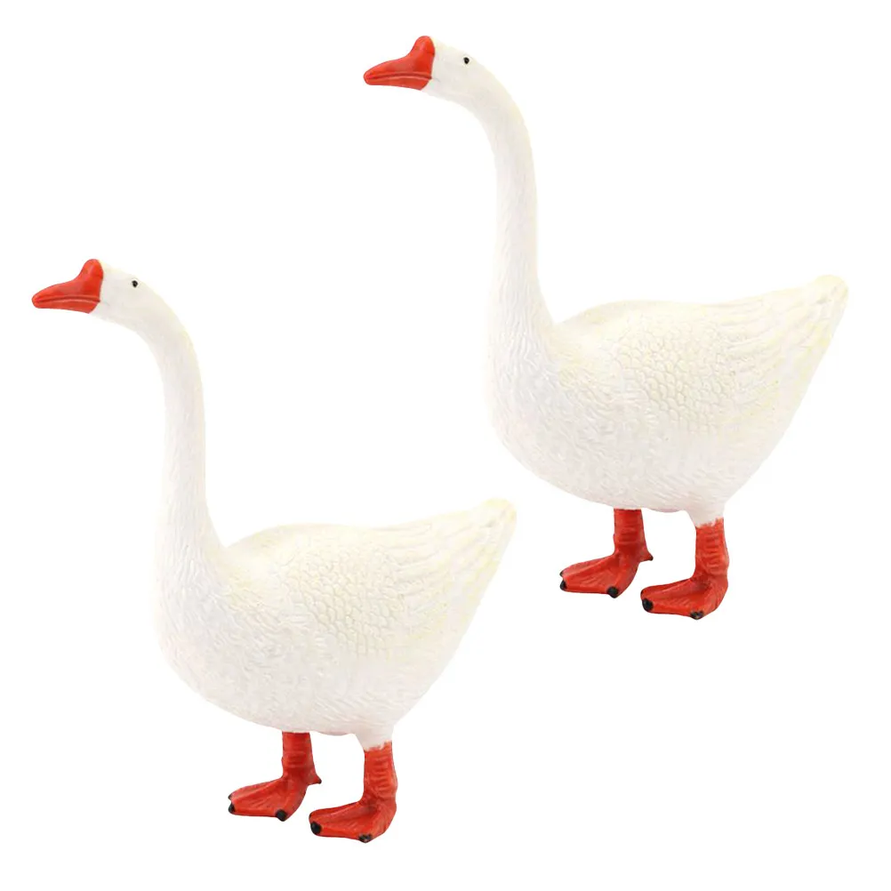 2Pcs Realistic Swan and White Goose Static Animal Sculptures for Kids Education Learning Recognition Decorative Desktop Tabletop