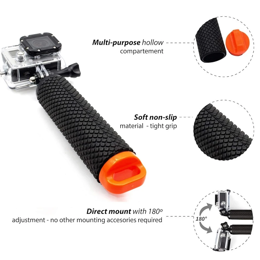 Poignée flottante pour caméra d'action Gopro, accessoires flottants, support de poignée, adapté pour 12, 11, 9, 8, 7, 5, Xiaomi Yi, 4K, Sjcam, DJI, Osmo