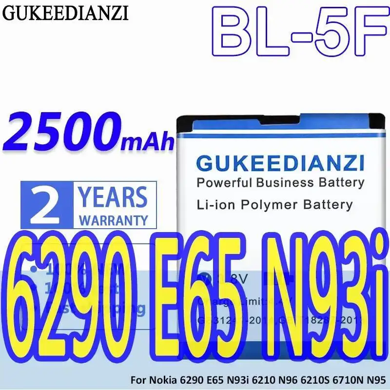 

Запасной аккумулятор для телефона Nokia N72 N78 N95 N93i E65 2500 6210 S 6260 N96 N98 6710N, 6290 мАч, с номером отслеживания
