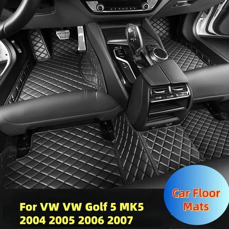 

Custom Made Leather Car Floor Mats For VW VW Golf 5 MK5 2004 2005 2006 2007 Carpets Rugs Foot Pads Car Interior Accessories