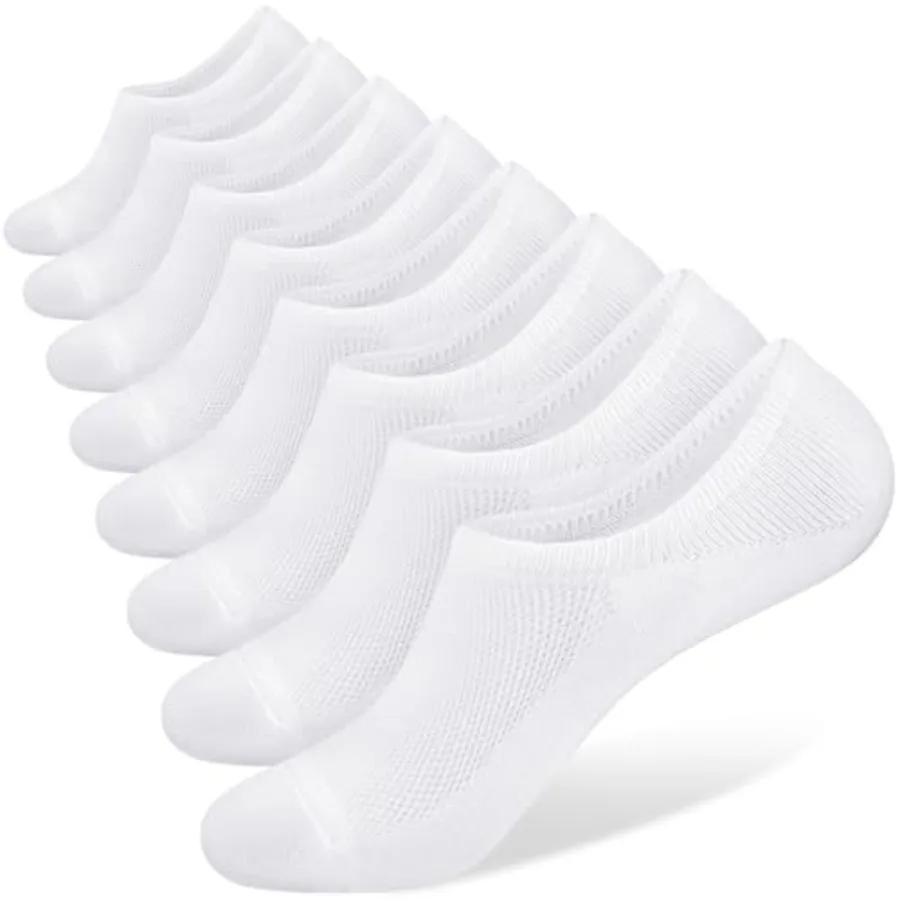 

No Show Socks for Men 6/8 pack Cotton Thin Low Cut Non Slip for Loafer Flats Sneakers