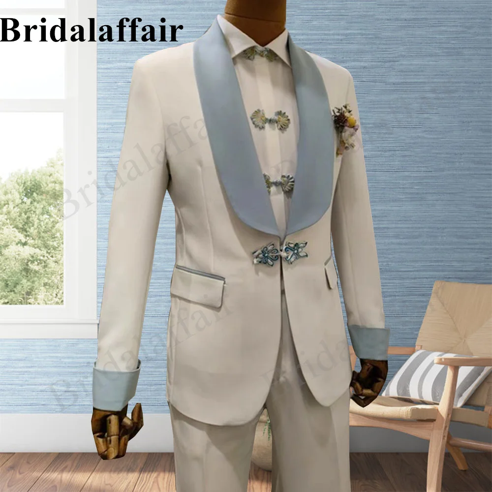 

Bridalaffair Mens Suits White Elegant Slim Fit Wedding Prom Tuxedo Suit for Men 2pcs Blazer Coat Jacket Pants Set Costume Homme