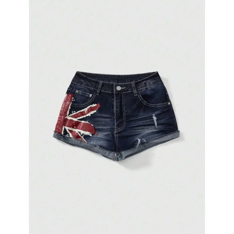 Neutral Style Three-Point Denim Shorts Women's Casual Pants Spring Season Other Material 100% Cross-Border Fashion Shorts
