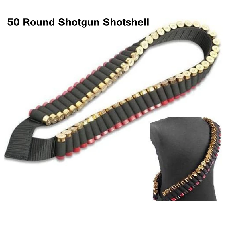 10 12 & 20 Gauge GA Stealth Black 50 Round Shell Shoulder Bandolier Bandoleer Mag Carrier