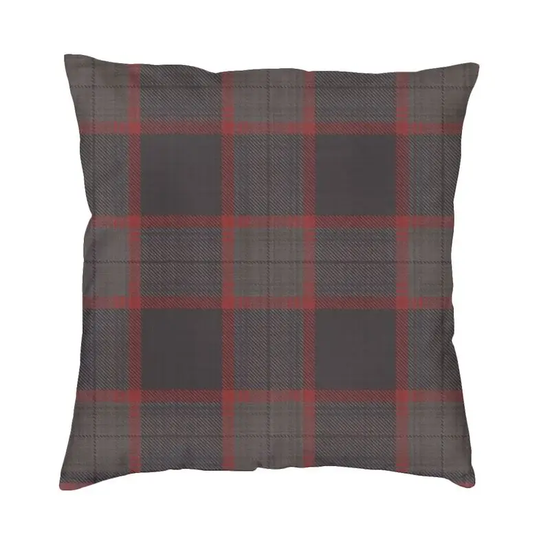 Hannibal TV Show Fan Art Cushion Cover 40x40cm Cranberry Red and Warm Gray Plaid Velvet Luxury Pillow Case for Sofa Home Decor