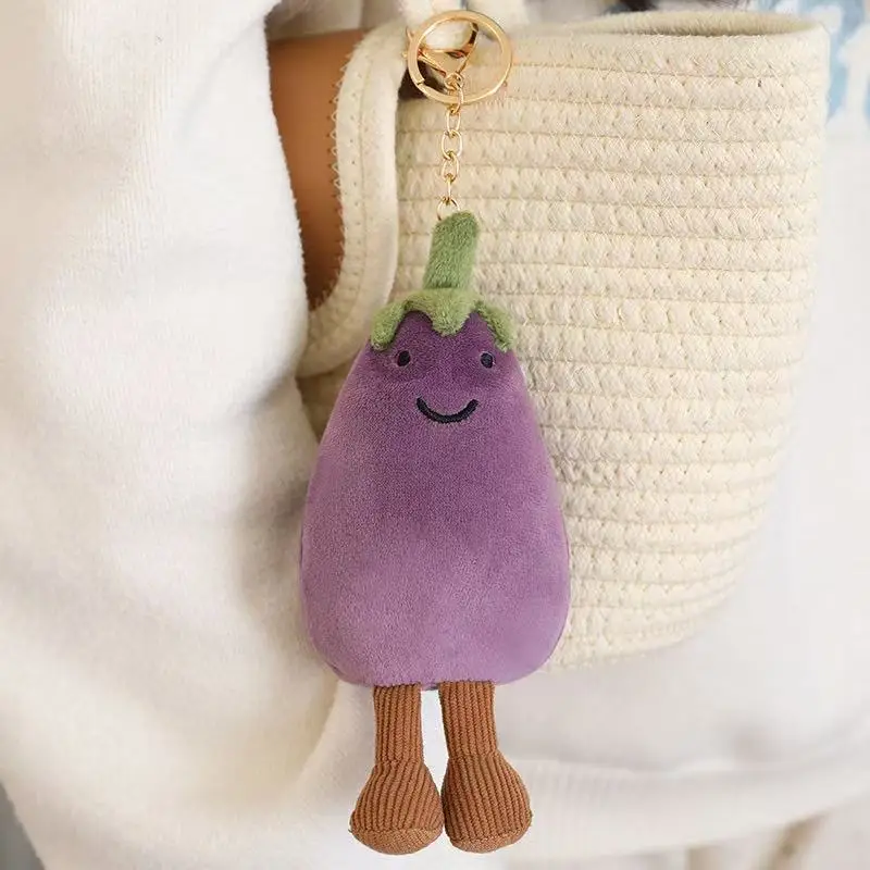 15/26cm New Simulated Eggplant Backpack Pendant Doll Filled Plush Toy Cartoon Anime Suitable Children's Birthday Gift Fun Doll