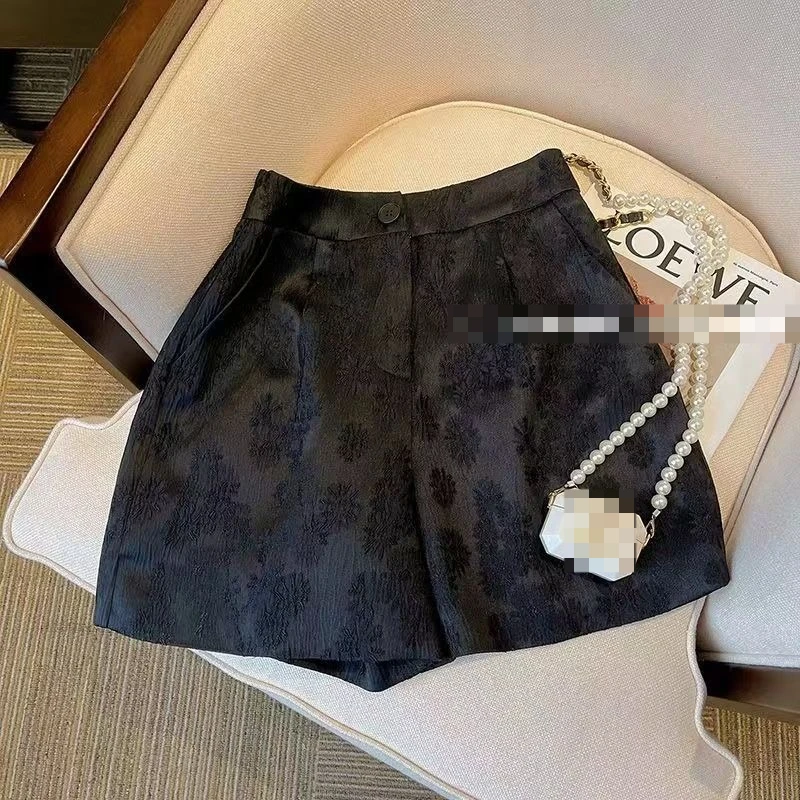 

Женские модные свободные однотонные жаккардовые шорты в корейском стиле, универсальные, с высокой талией, с карманами, элегантные брюки TT1542