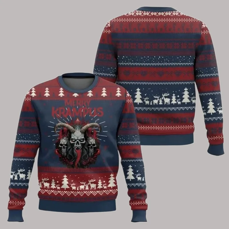 

Merry Krampus Naughty Brat Ugly Christmas Sweater Funny Holiday Party Pullover Plus Size Sweater for Men Womens Xmas Gift 2026