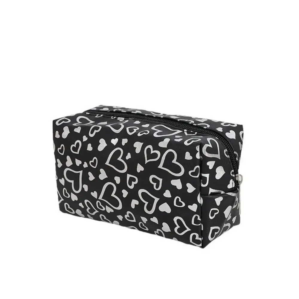 Multi-functional PU Leather Makeup Bag Portable Large Capacity Washbag Heart Pattern Toiletry Organizer Gift