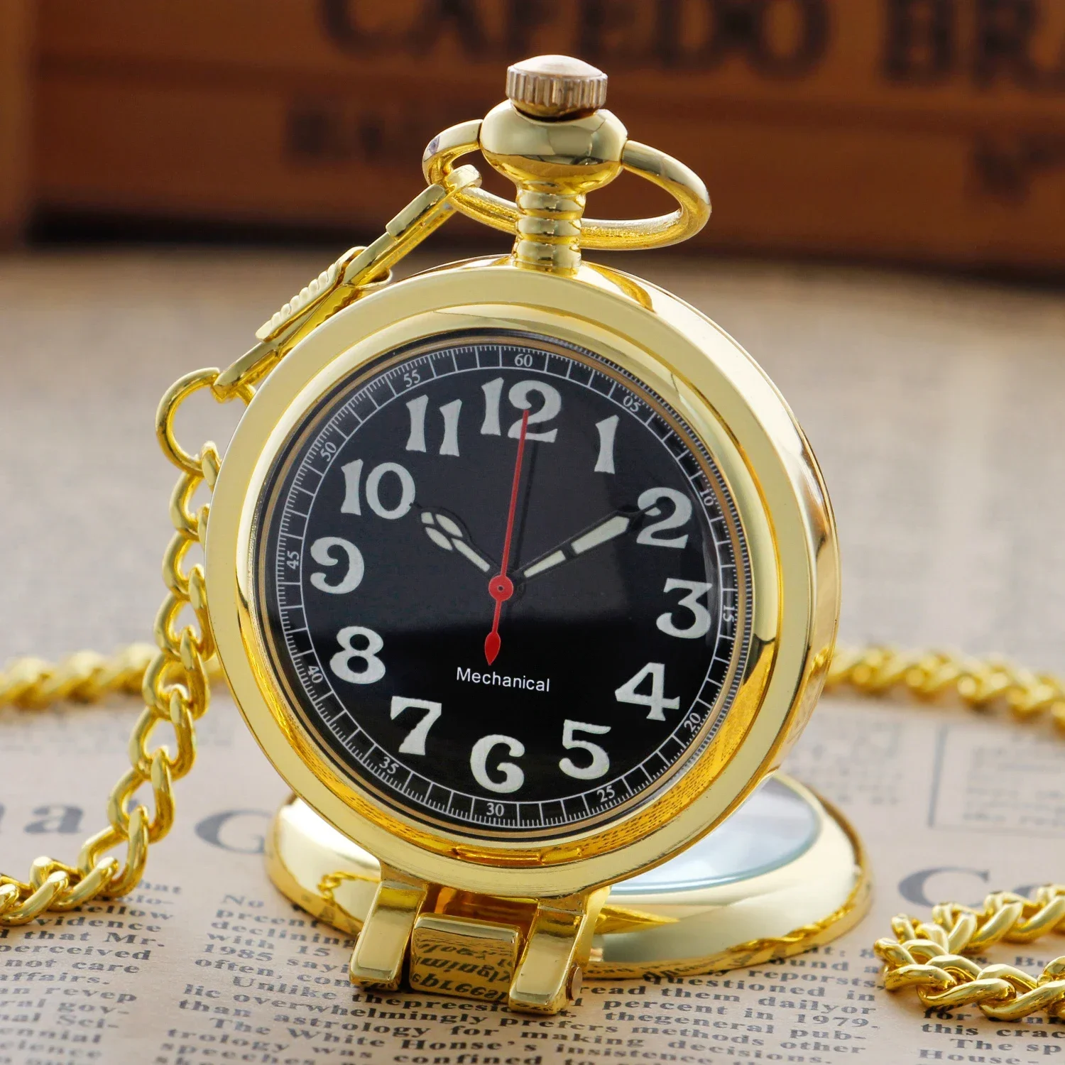 

NEW Gold Antique Mechanical Pocket Watch Men Luxury Brand Necklace Pocket & Fob Watches Chain Male Clock PJX1644