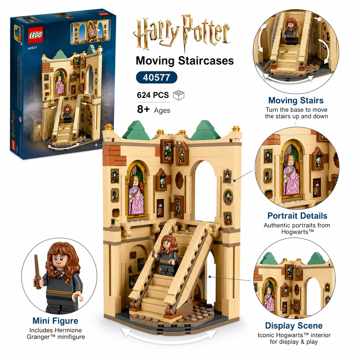 LEGO Harry Potter Hogwarts Grand Staircase 40577 Building Blocks Kit Toys Set for Kids Age 8+ Birthday Christmas New Year Gift
