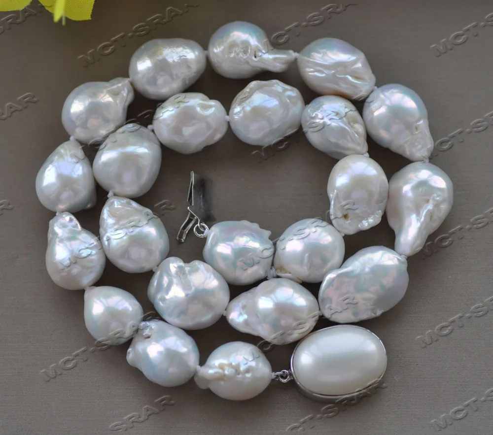 

Z12030 17'' 20mm White Teardrop Baroque Keshi Reborn Pearl Necklace