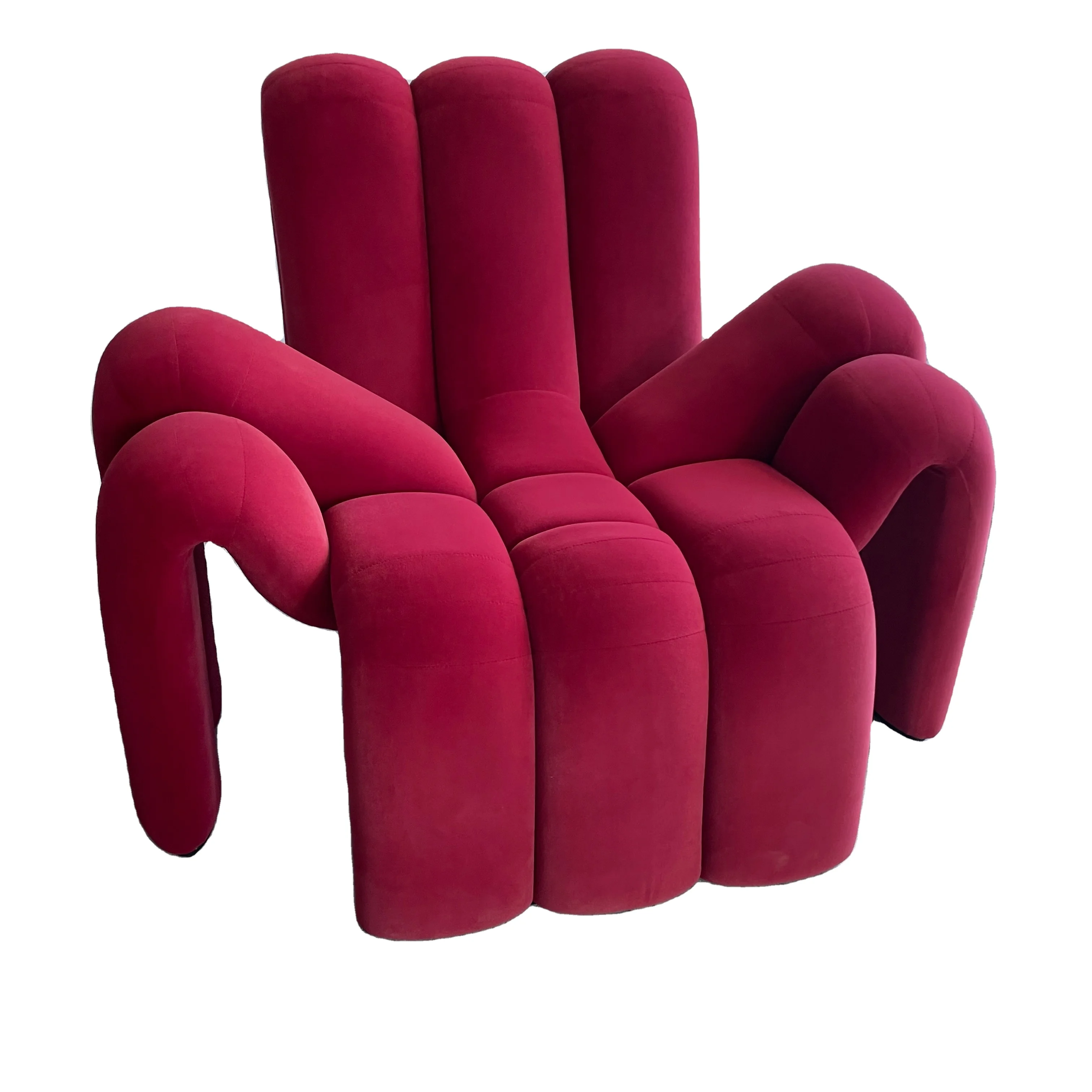 

high quality wine red Velvet Spider Lounge Chair