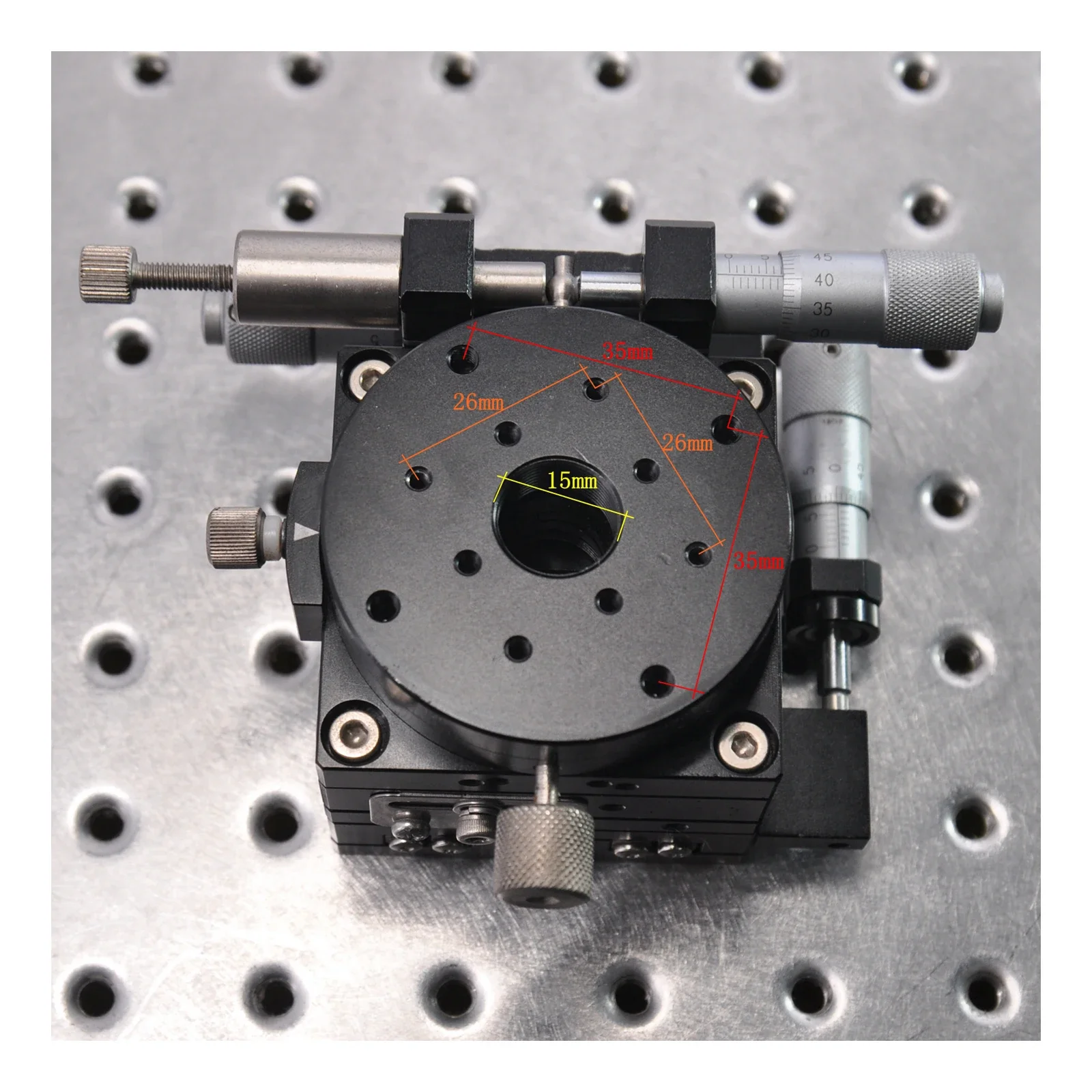 Xyr แกนคู่มือการปรับ Optical Precision รางตารางโรตารี่ปรับเลื่อนพื้นผิว60x60mm