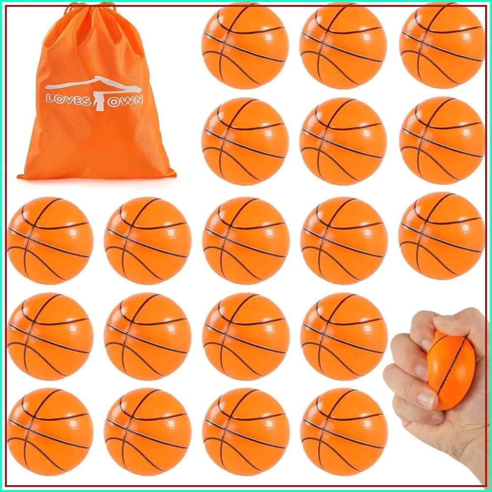 

20 Pack Mini Basketball Stress Balls 2.5 Inch Foam Squeeze Toys for Kids Adults Party Favors Goodie Bag Stuffers