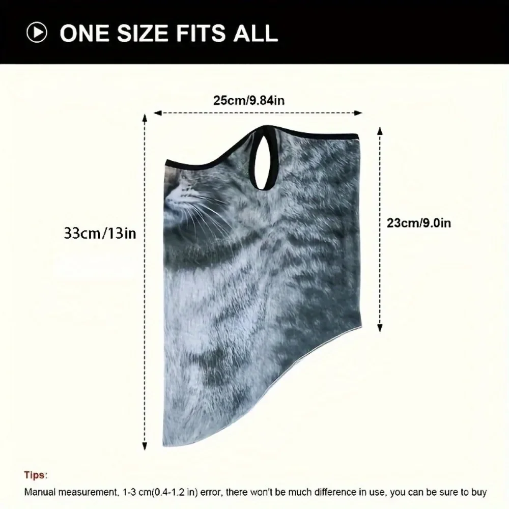 3D Animal Cat Design Summer Full Face Neck Protector Sun Shield Breathable Quick Dry Polyester Helmet Liner for Outdoor Cycling