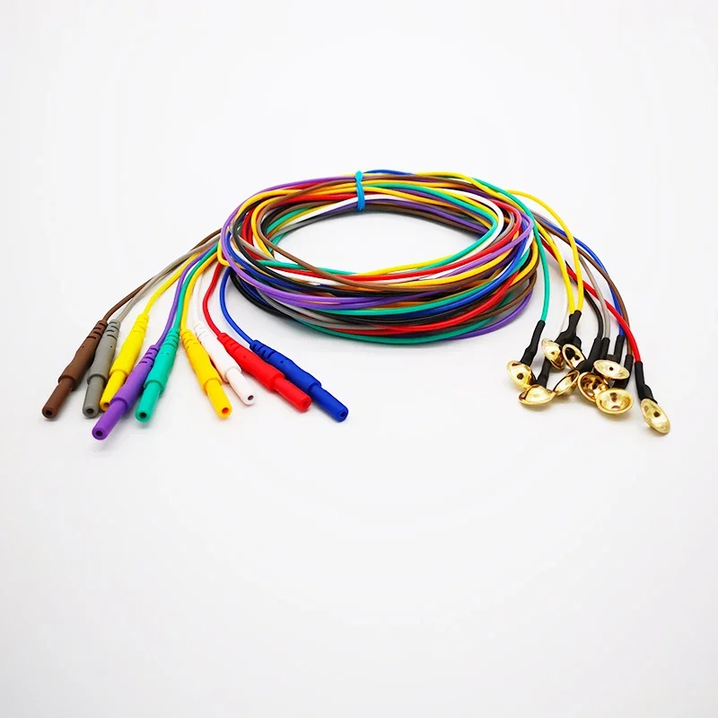 Color brain electrode EEG wire brain conductance wire 10 starting gold-plated disk mounted electrode wires DIN1.5mm