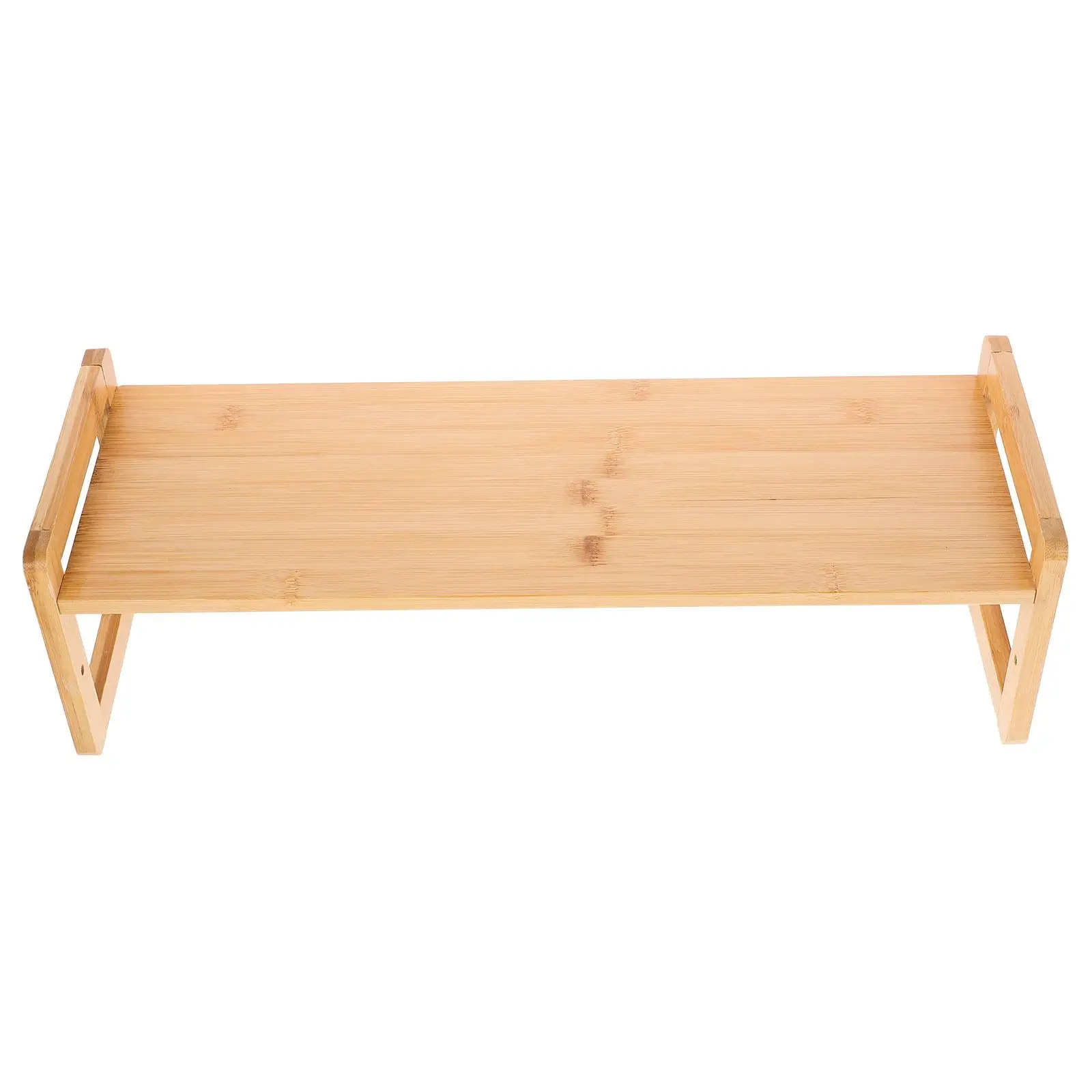 

Bamboo Storage Rack Single Layer Monitor Riser Stand Dorm Essentials Computer Screen Lift Rack Sturdy Multi Functional Desk