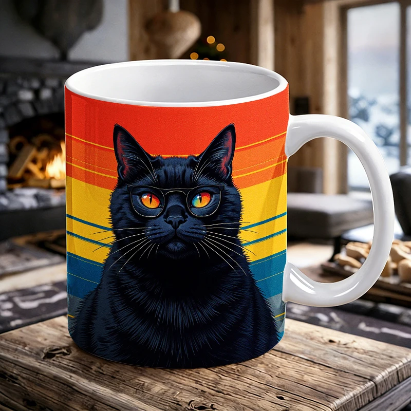 

Vibrant Feline A Stylish Print of a Cat with Colorful Eyes printed Mug Coffee Cup Ceramic Cup