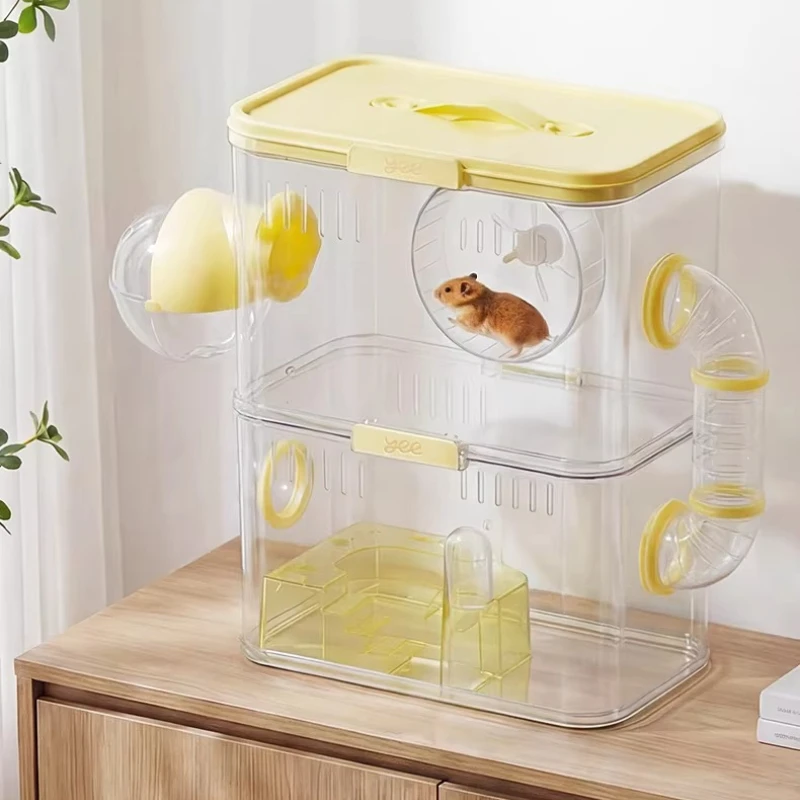 

Modular Hamster Cage Clear Panoramic, DIY Expandable Habitat, Large Portable Enclosure with Interactive Toys for Home Use