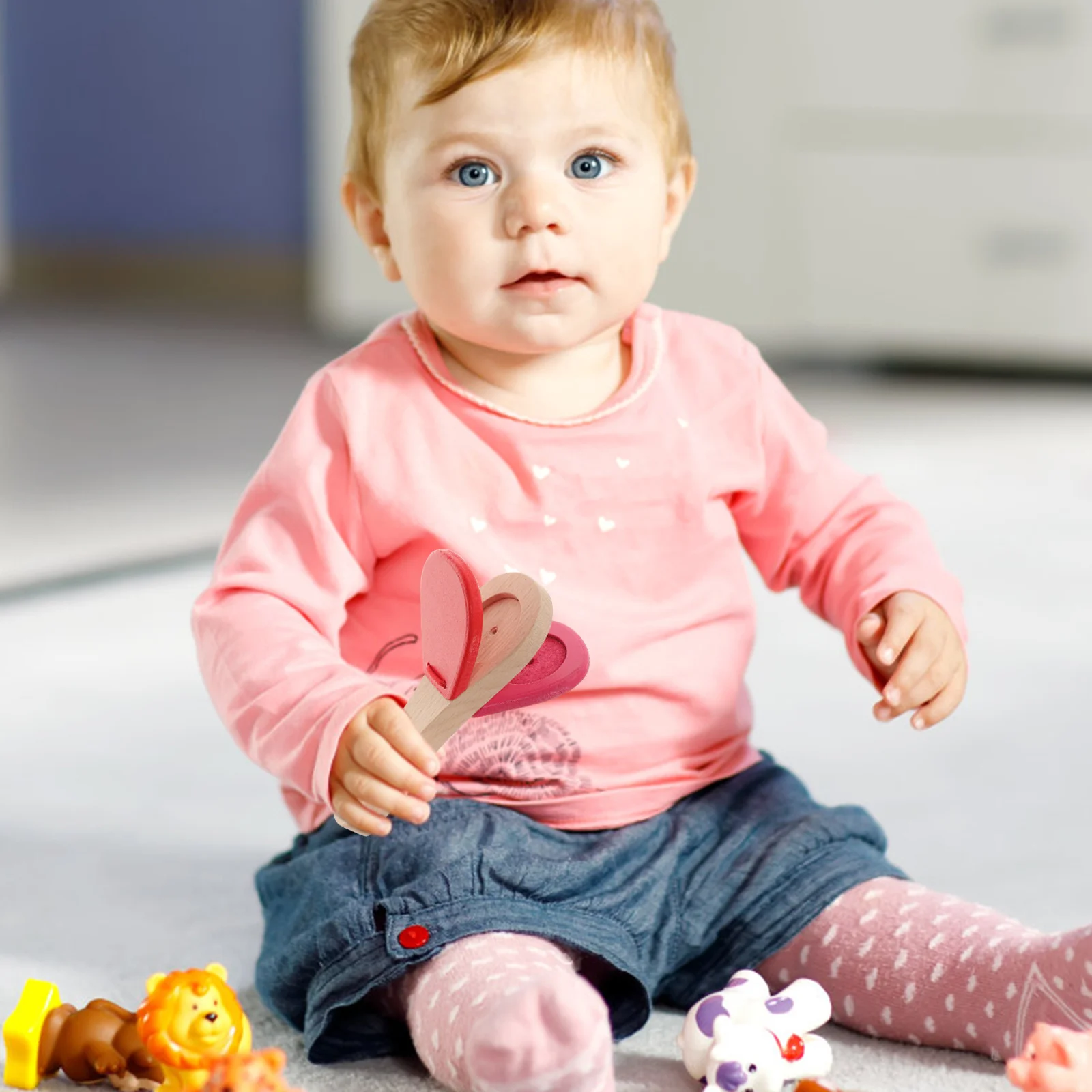 

Wooden Castanets Long Handle Kids Music Hand Clappers Educational Percussion Instruments For Children Bright Colors