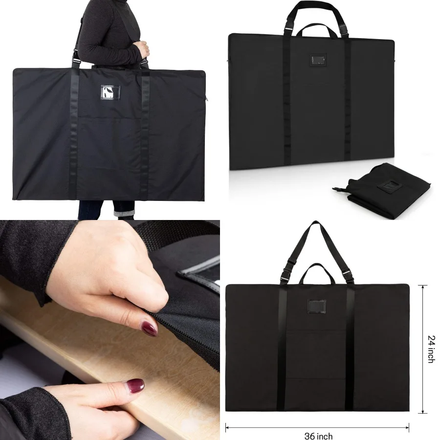 Large Size Art Portfolio Bag 24 x 36 inches Lightweight Nylon Shoulder Bag with Handle and Zipper for Efficient Poster Sketchin