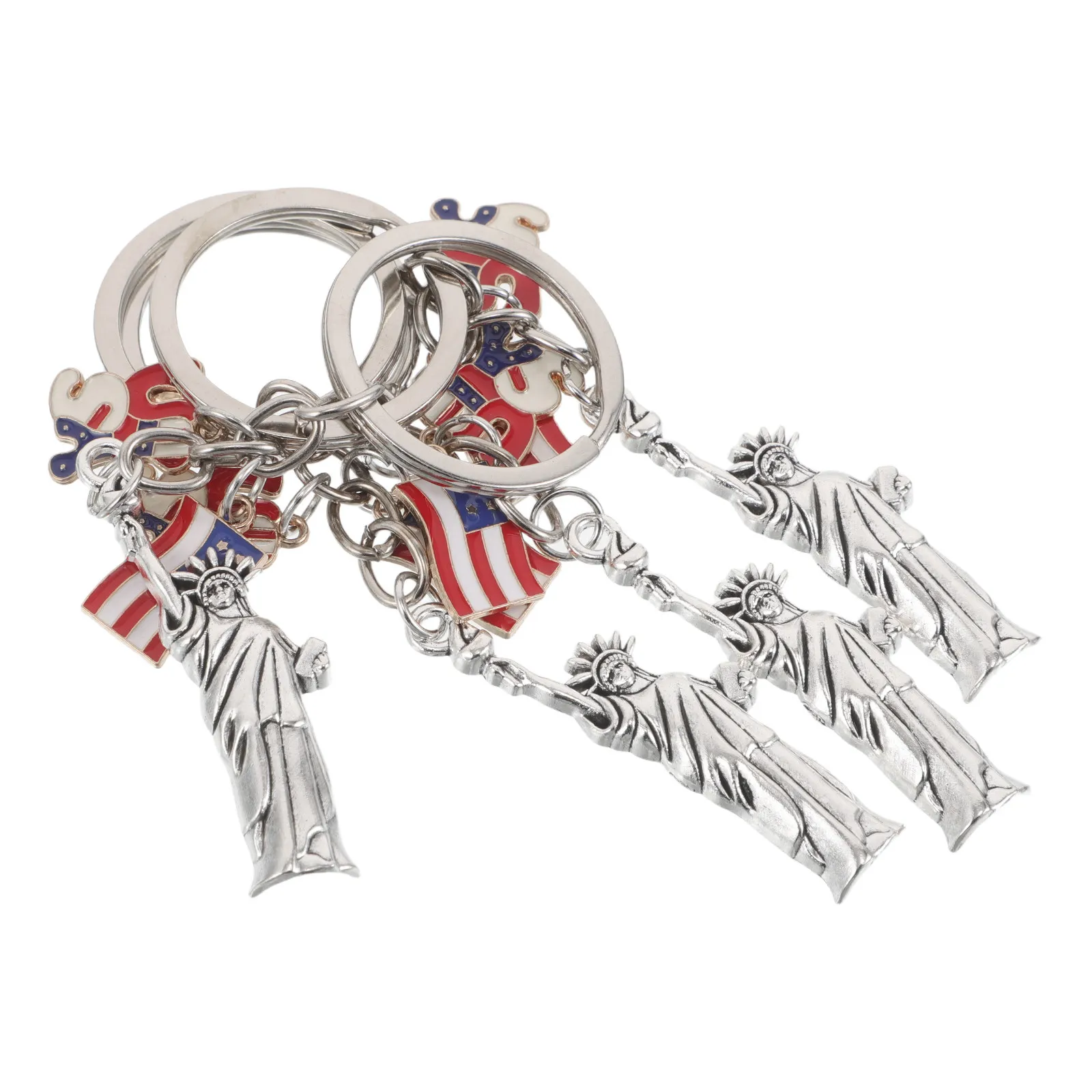 4Pcs Statue of Liberty Keychain Set American Flag Souvenir Patriotic Travel Bag Charm Independence Day 2026 Usa Flag Keyring