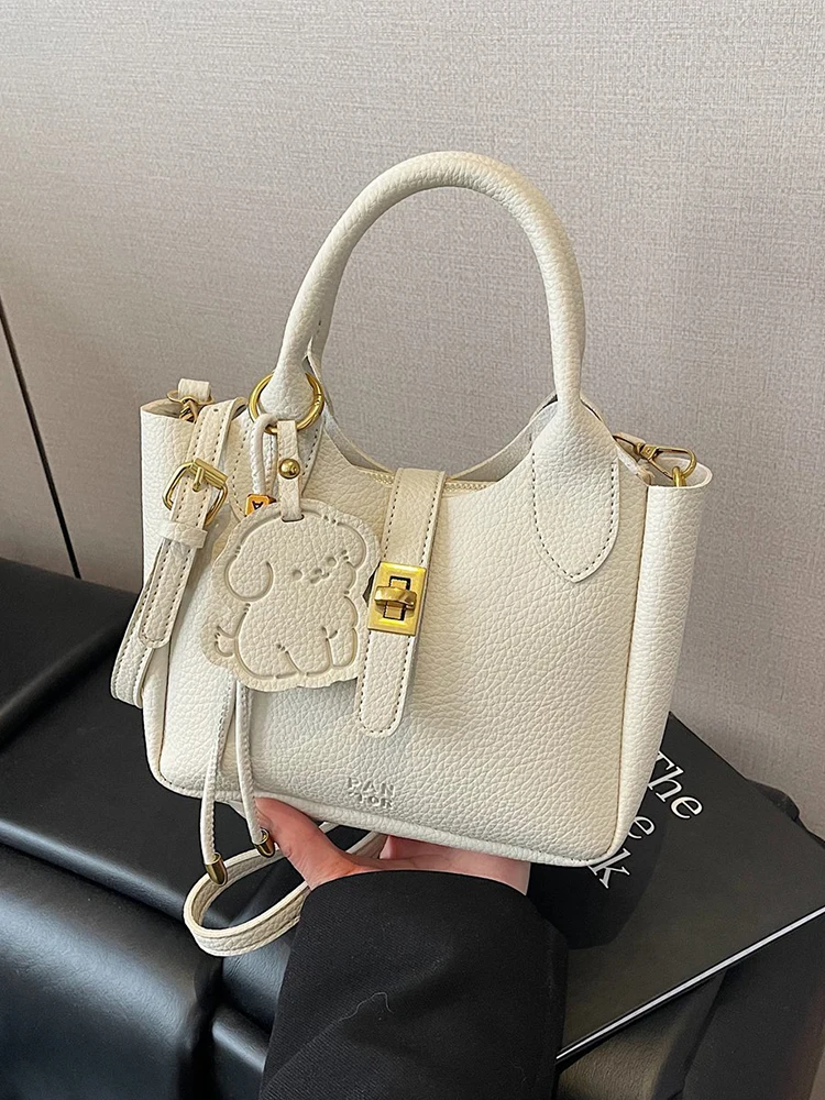 

Fashionable Universal Women's Bucket Handbag Spring 2025 Soft Shoulder Bag Washable Daily Use Pure Color Soft Leather Bag