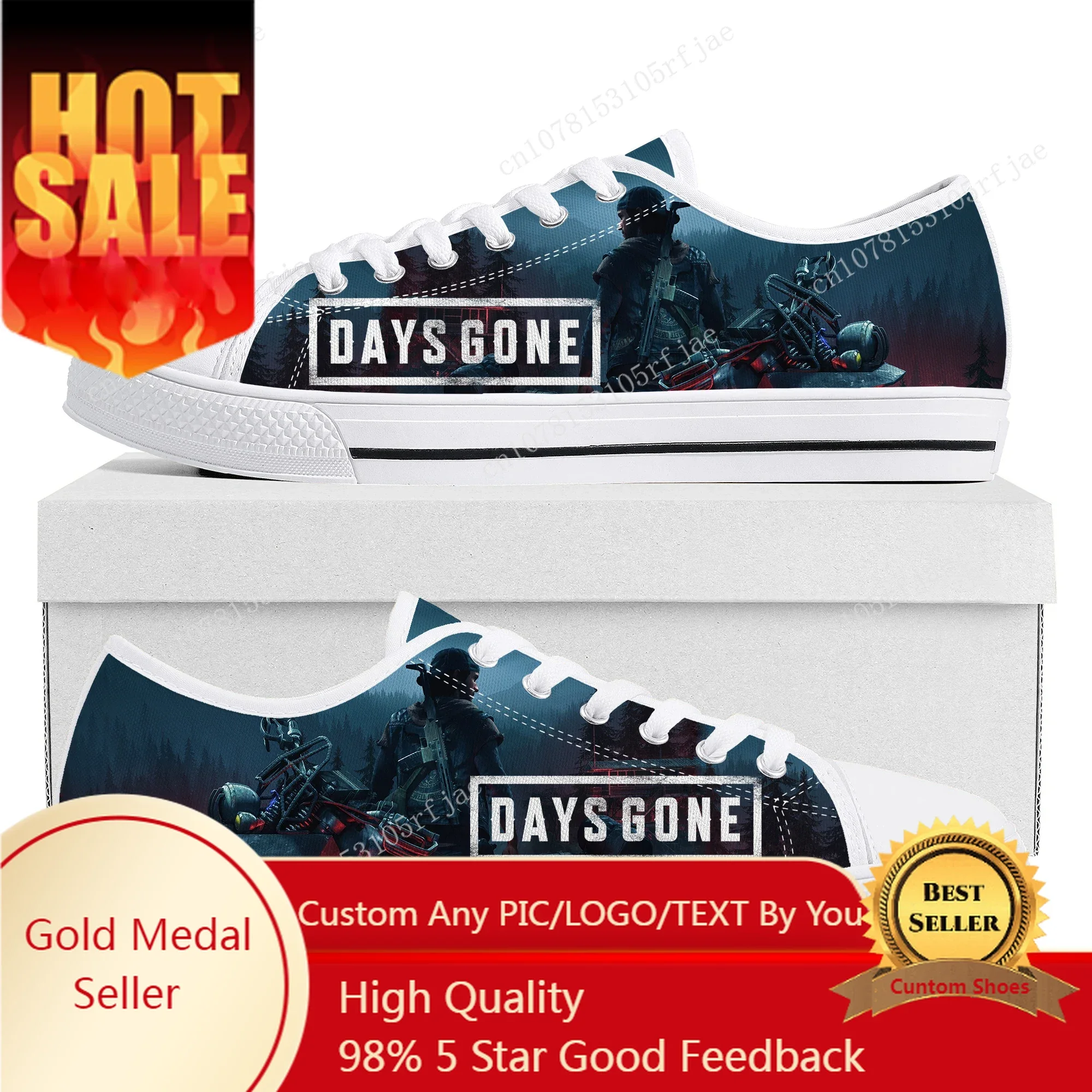

Days Gone Low Top Sneakers Hot Cartoon Game Womens Mens Teenager Fashion Canvas Sneaker Couple Custom Built Shoes
