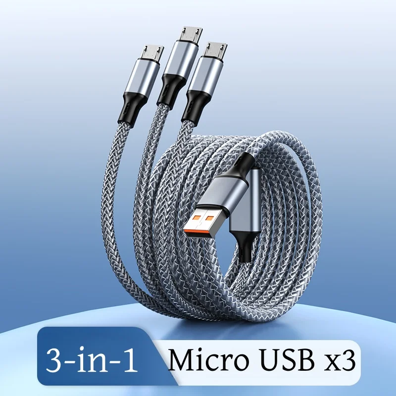 Schnellladekabel Multi-Ladekabel Nylon-Umflochtenes Mehrfach-USB Universelles 3-in-1 Ladekabel-Adapter mit Typ-C Micro