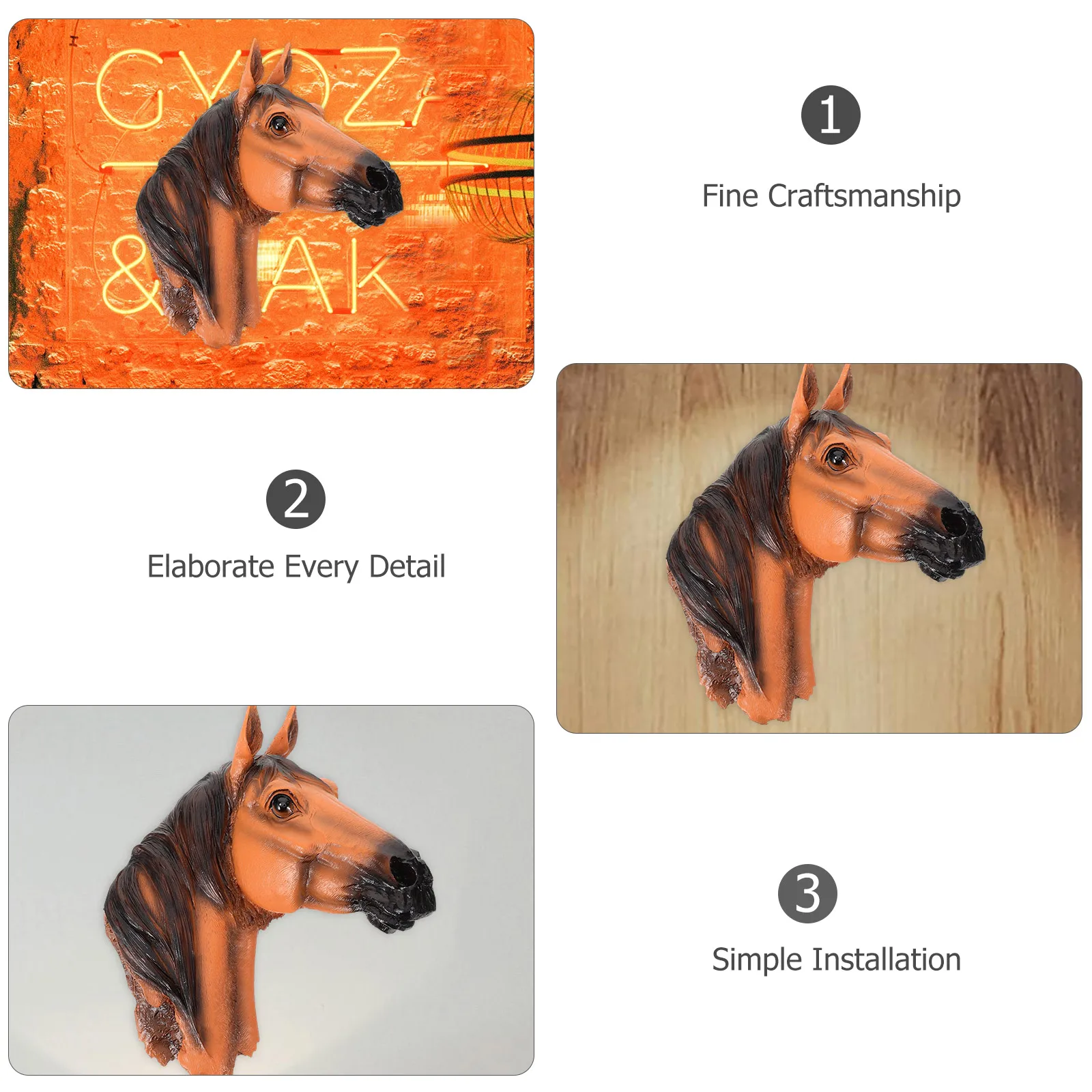3D Resin Animal Head Art Hanging Sculpture Home Office Living Room Decor Coffee Shop Decoration Unique Animal Head Sculpture