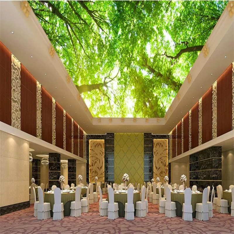 

customize 3d ceiling murals wallpaper Sunlight tree green 3d wallpaper for ceiling photo wallpapers for living room 3d ceiling