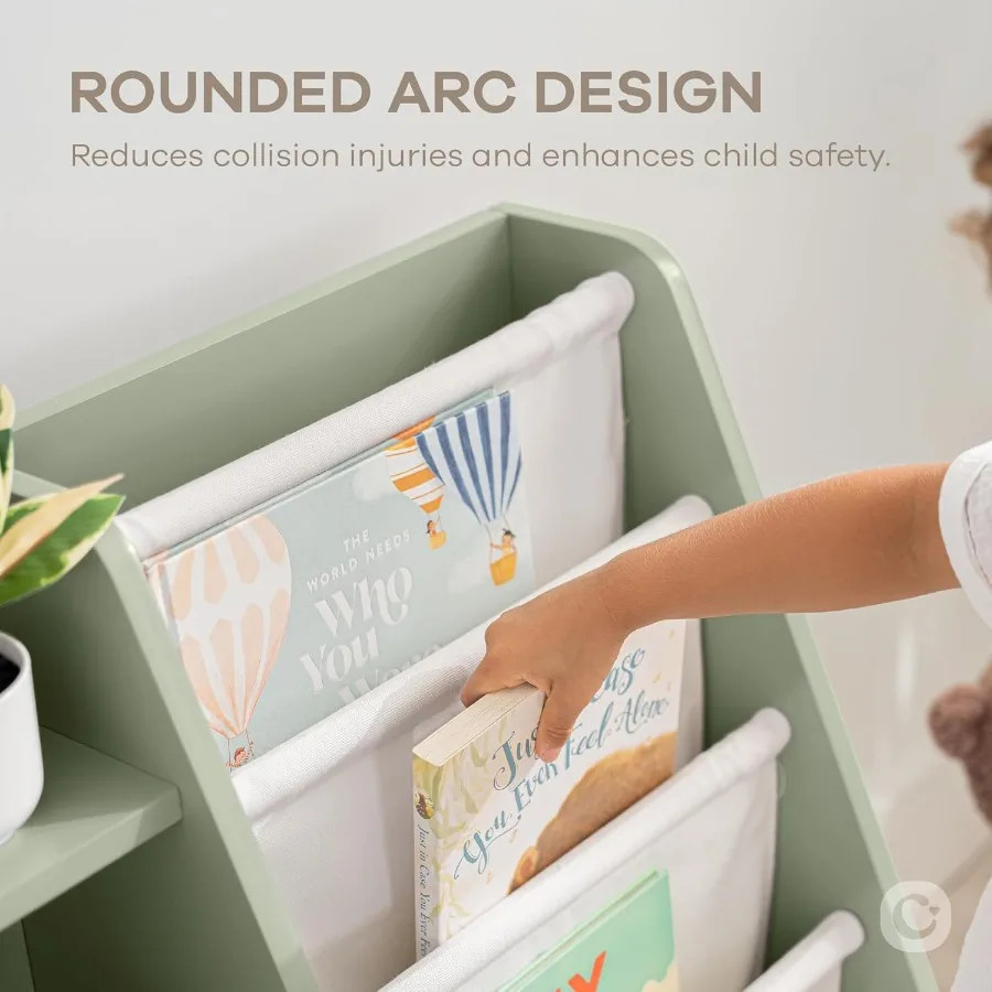 Bookshelf 35.2 x 15.7 x 31.5 Inches Sturdy Plywood Montessori Book Shelf with Soft Hard Shelves for Toys Books ChildFriendly Ea