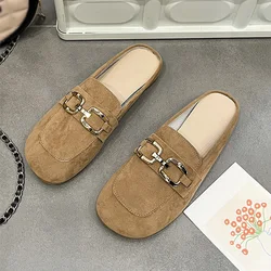 Women's Summer Slippers 2024 Luxury Elegant Artificial Leather Shoes For Women Comfortable Barefoot Outdoor Low Heels Slipperrs