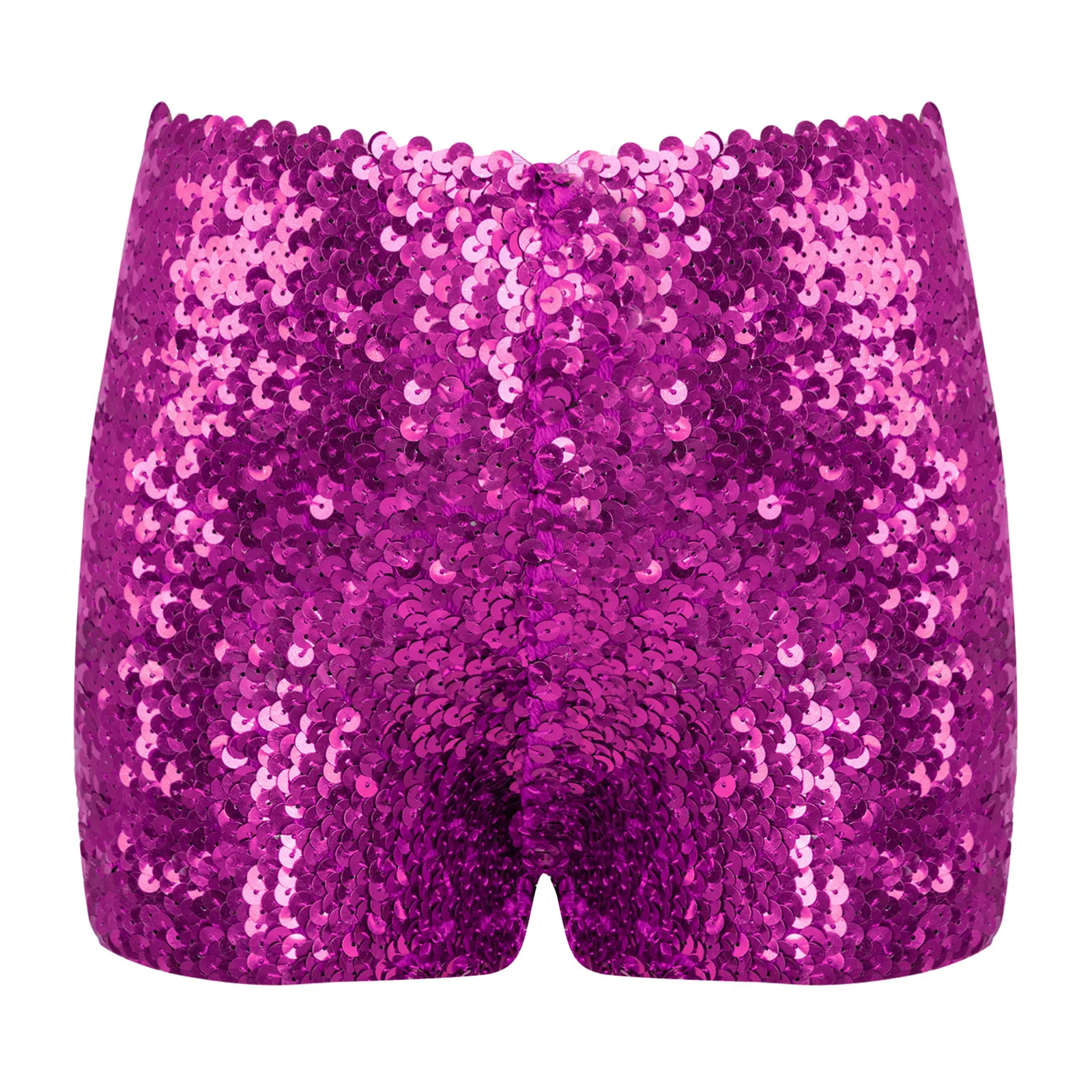 Shorts de dança lantejoulas para meninas, cor sólida, brilhante, bom elástico para performance de palco, roupas elegantes para crianças