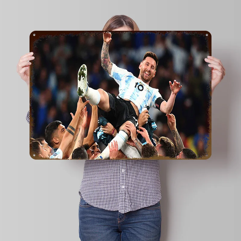 Lionel Messi Football Sport Tin Poster Customized Wall Art Retro Vintage Metal Signs for Fans Room Custom Sign House Desk Decor