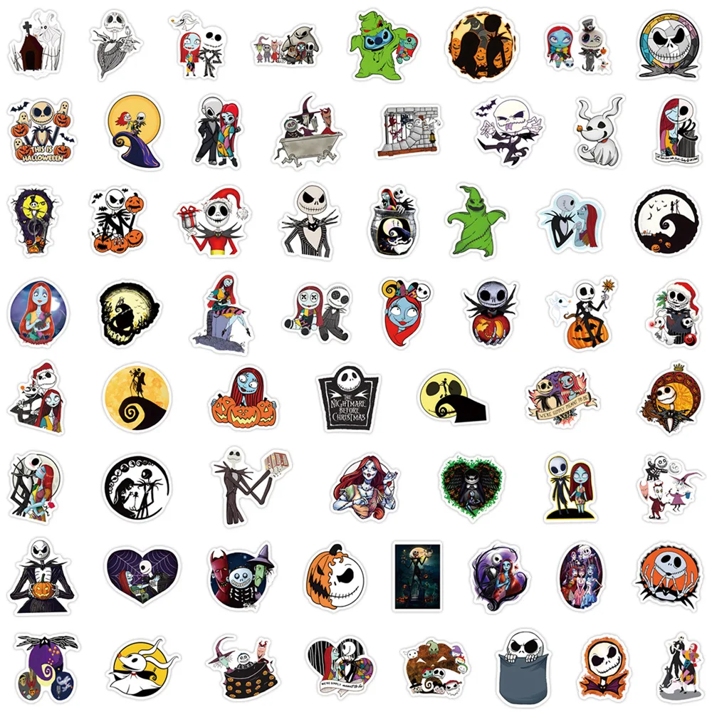 60 Stück Halloween Cartoon The Nightmare Before Christmas Dekorations-Handbuch Schreibwaren Tasse Computer Wasserdichte Aufkleber – Detail 11