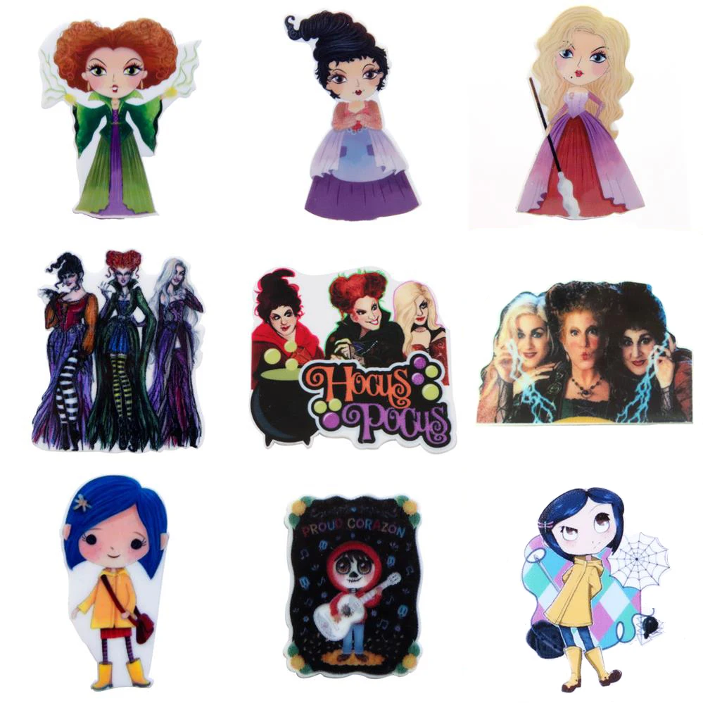 Disney Hocus Pocus 5pcs/lot Planar Resin Flatback Craft Supplies Cabochon Scrapbook DIY Hair Bow Bag Material Acrylic