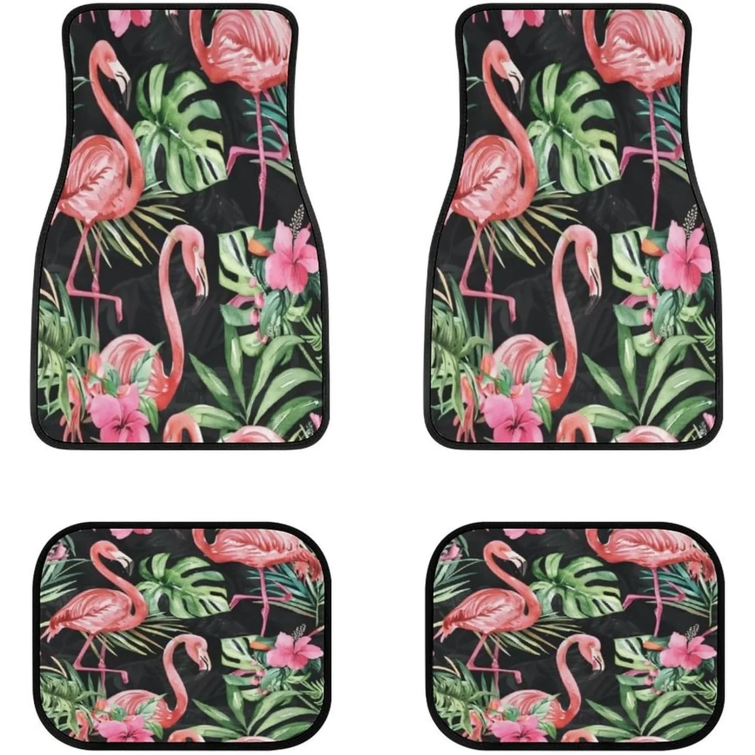 Tropical Seamless Floral Summer Pattern Front & Rear Car Floor Mats for Cars Auto Floor Mats 4pcs Full Set Car Carpet Floor Mats