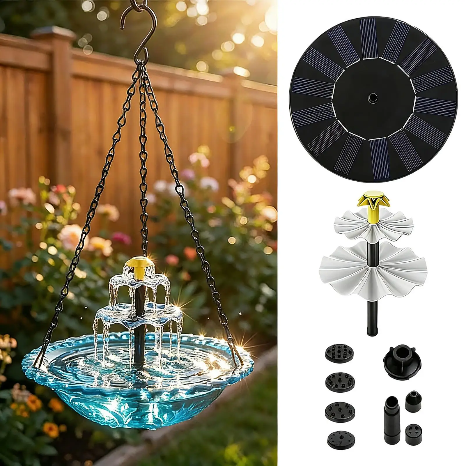 Solar Bird Bath Backyard Decor Solar Powered Bird Bath Fountain for Outdoor Garden Yard Patio Porch Deck Pathway Feeding view 4