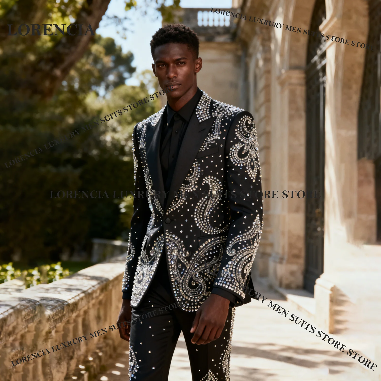 

Мужской блестящий костюм с драгоценными камнями и бриллиантами по индивидуальному заказу, свадебные смокинги, комплекты из 2 предметов, однобортные мужские пиджаки для жениха, облегающие Ropa hombre