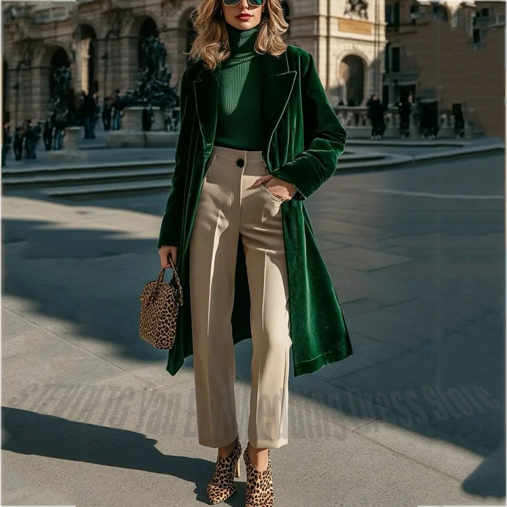 

High Quality Women's Clothes Set Customized Peaked Lapel Casual Fashion Show High Street Female Suit Two Piece(Coat+Pants)