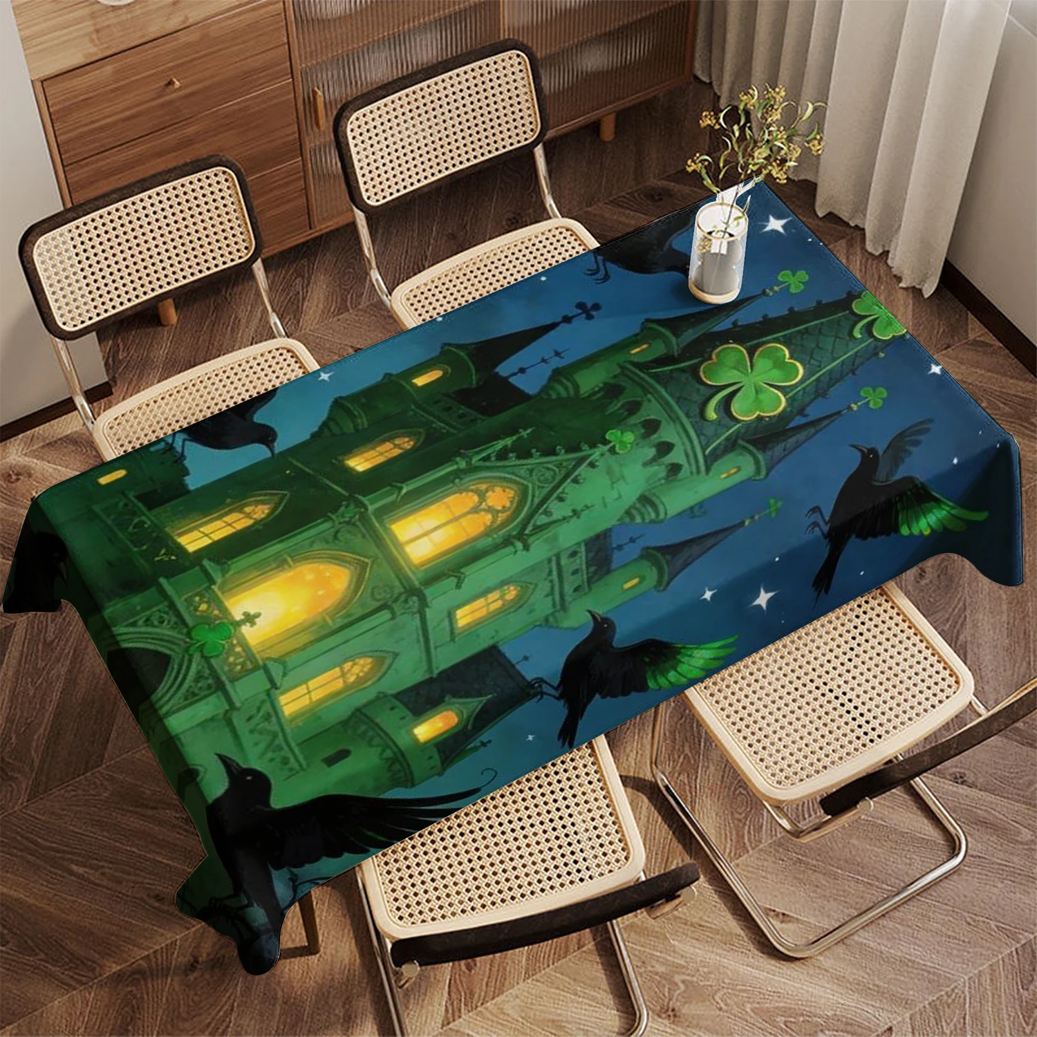 

2D волшебный замок узор скатерть ресторан кухня скатерть гостиная украшение дома прямоугольное украшение для вечеринки