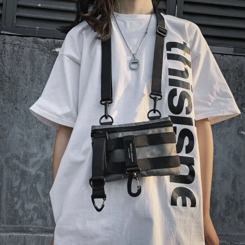 

Cool Street Sle Large Capaci Slant Crossbody Work Bag Single oulder Bag Tool Bag Trendy Hip Hop Sports Functional Wind