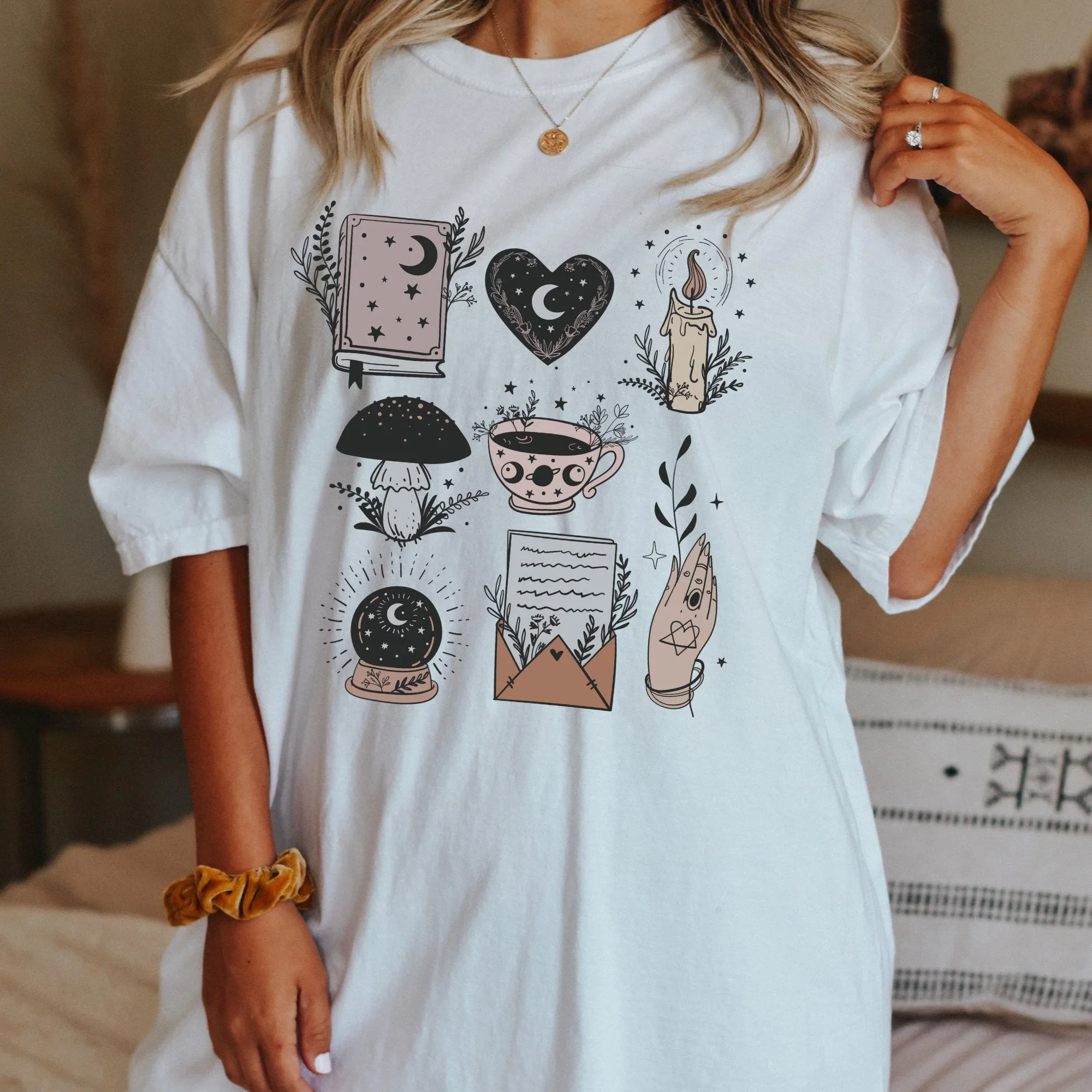 Women's Casual Short Sleeved T-shirt, Ladies Basic O-Collar Herbology Plants Print Tops, Girl,Drop Ship