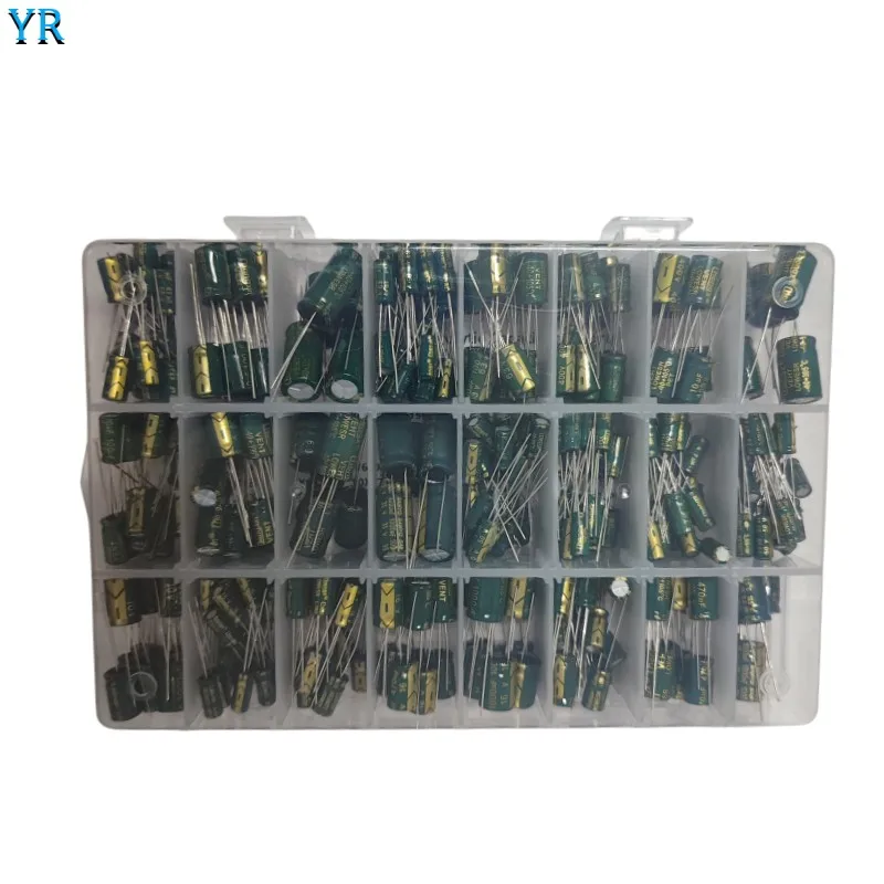 420Pcs 24Values Aluminum Electrolytic Capacitor Kit 10V~400V 1uF~1000uF Capacitors Box Assortment Kit