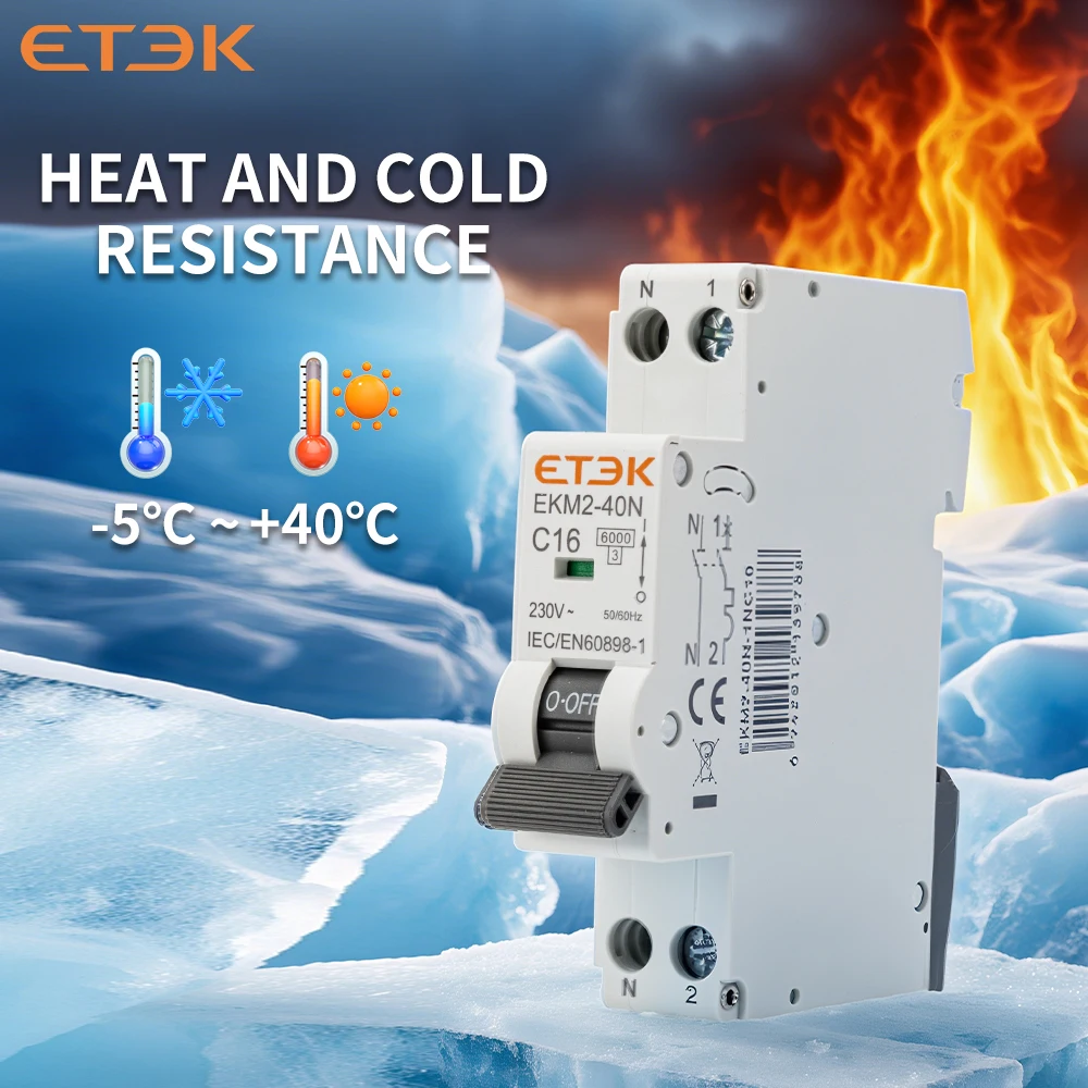 ETEK 1P + N قطاع دارة صغير MCB 30mA C منحنى 10A 16A 20A 25A 32A Din السكك الحديدية تصاعد مصغرة قواطع الهواء المنزلية EKM2 40N