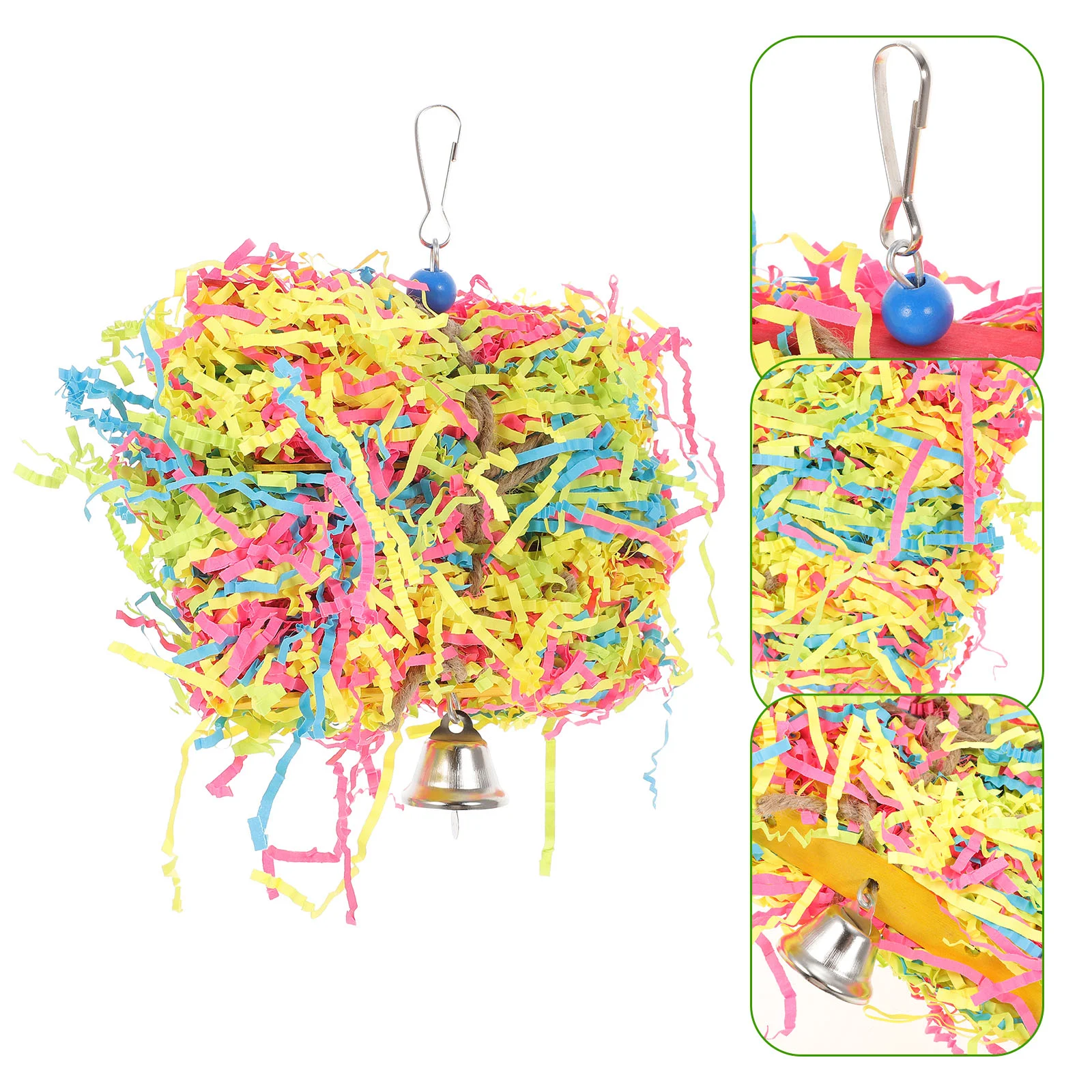 Parrot Chewing Toy Parakeet Paper Budgie Cage Accessories Cockatiel Interesting Hanging Pet Plaything Grass Ball