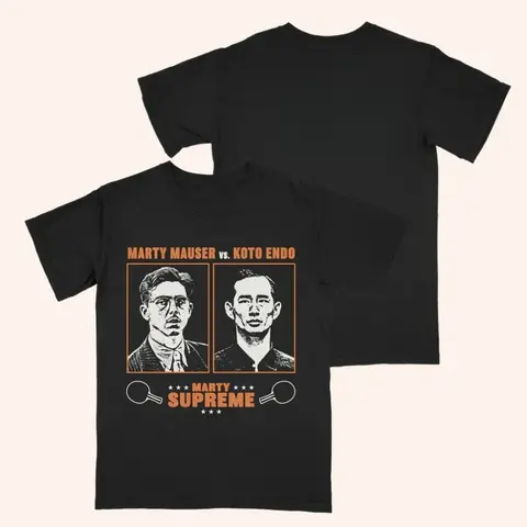 Marty Supreme Marty Mauser VS. Koto Endo graphics 100%Cotton unisex shirt 2026 Summer New Men's fashion Y2k Short sleeve Tshirt